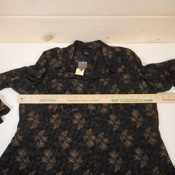 NWT Lane Bryant 100% Silk Women's 14/16 Button-up Blouse Poet Sleeve Dark Floral - Picture 5 of 12